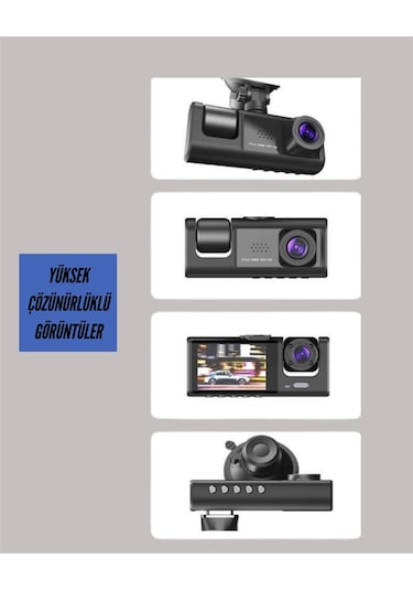 Ta-01 3 Kameralı 1080p Araç Kamerası Siyah