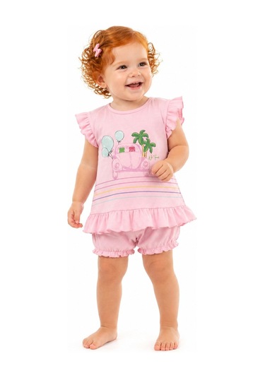 Haribo Bebek T-shirt Şort Takım Pembe Kız