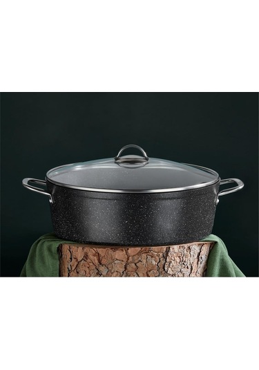 Oms Gastro Granit Karnıyarık Tencere 34x9,5cm 3313 Siyah