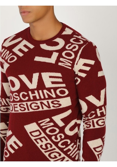 Moschino Moschıno Erkek Kazak / M.Lov.2019.6494 Vişne -Beyaz Bordo