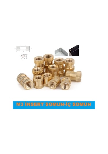 M3 Insert Çakma Somun-Iç Somun- Prinç Somun 100 Adet N11.56134