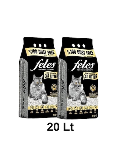 Feles Tozsuz Topaklaşan Kedi Kumu 2 x 10 L