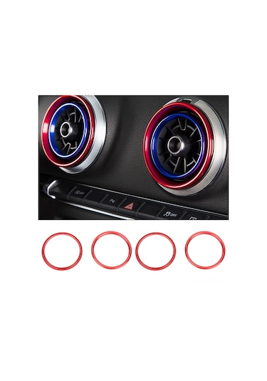 Reedark Audi A1 İç Mekan Klima Vant Dekorasyon Halka, Alüminyum Alyaş, 4 Adet,  Ebat, Korozyon Dirençli, Kolay Kurulum
