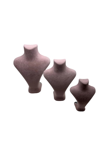 Yerli Üretim Süet Kumaş Pembe Renk Üç Boy Takı Mankeni Pembe