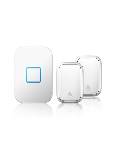 Cacazi 2 Buton 1 Alıcı Su Geçirmez Beyaz Pilsiz Kablosuz LED Kapı