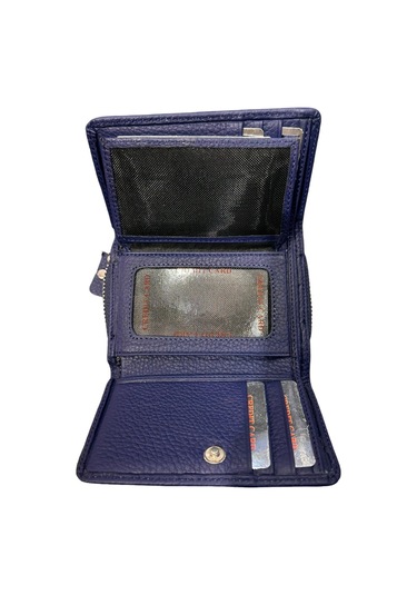 Monte Lui Unisex Hakiki Deri Cüzdan Mavi