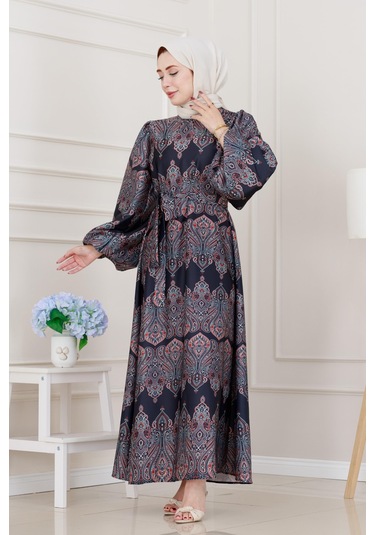 Balon Kol Saten Adel Elbise-siyah-5232 Siyah