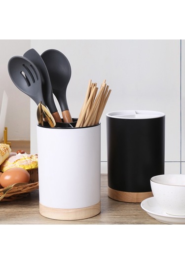 Xurunkeji Kaşık Çatal Bıçak Yemek Çubuğu Süzgeç Kutusu Sofra Takımı Saklama Kutusu Üç Bölmeli Çatal Bıçak Takımı Rafı Mutfak Eşyası Kutusu B Siyah