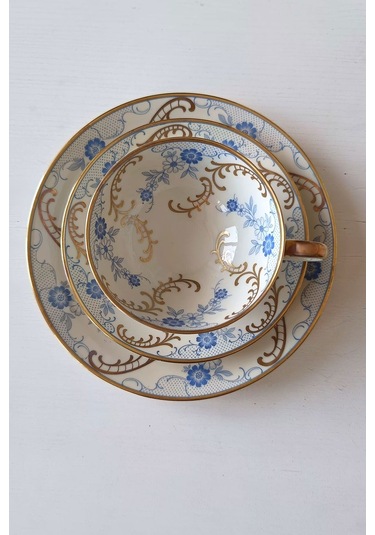 12401 Vintage Çay Fincanı Seti 3 Parça Mavi
