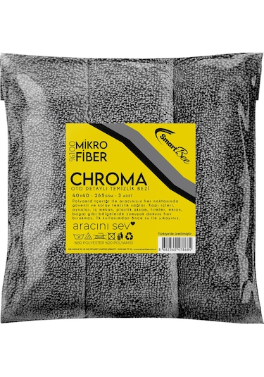 SmartBee  Chroma Mikrofiber Oto Temizlik Bezi 3’lü 40×40cm 265GSM