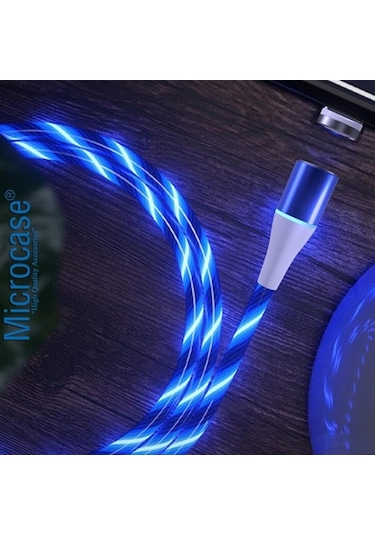 Microcase Apple iPhone Uyumlu Lightning Işıklı Manyetik Şarj Kablosu Al2618
