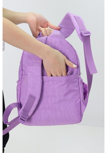 Sevimli Peluş Figürlü Günlük Kadın Sırt Çantası Şık, Kullanışlı, Okula Ve Seyahate Uygun Lila