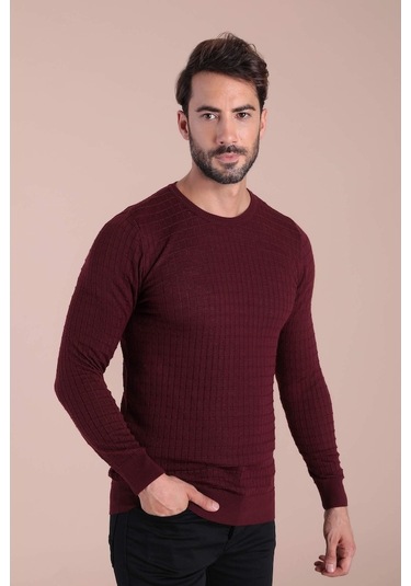 Ferraro Bisiklet Yaka Superfine Yün Kazak - Bordo Bordo (490433285) Bordo