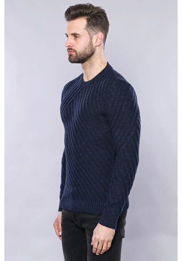 Desenli Lacivert Bisiklet Yaka Triko Wessi 001