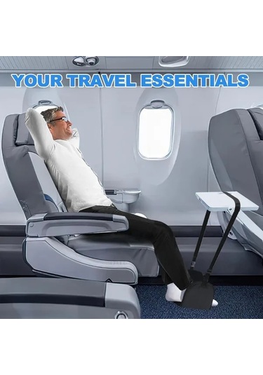 Elmpaly 1 Adet Sert Tabanlı Ayak Askılı Uçak Ayaklığı Ayarlanabilir Ayak Yatağı Seyahat İçin İdeal Destek Plakalı Kalın Hafıza Köpük Dolgulu -