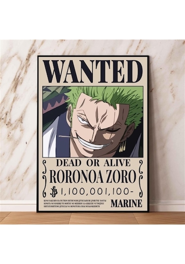 Anime One Piece Roronoa Zoro Aranıyor Wanted Poster-çerçevesiz - 15x21