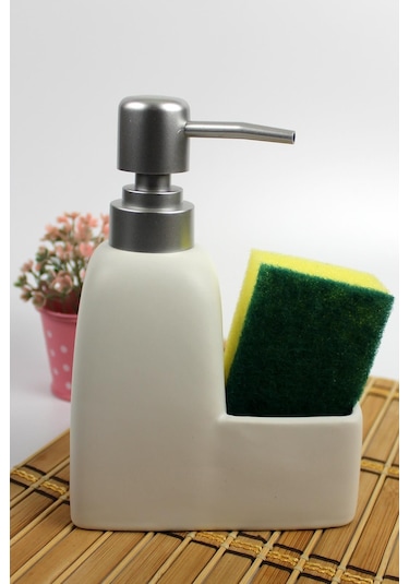 Stonware Sıvı Sabunluk Beyaz Süngerlik Bölmeli 300ml