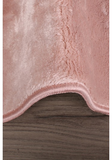Relax Pudra 60x100 + 50x60 Cm 2'li Köşeli Ponpon Saçaklı Banyo Halısı Paspası Seti Kaymaz Tabanlı Pudra Pembe
