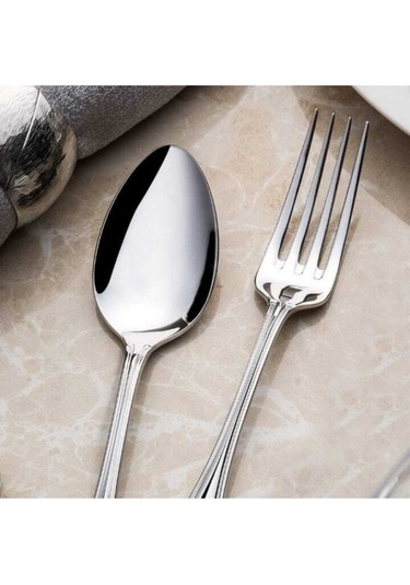 Nehir Lalezar Çatal Kaşık Takımı Seti -24 Prç.Kaşık Çatal Seti Gümüş