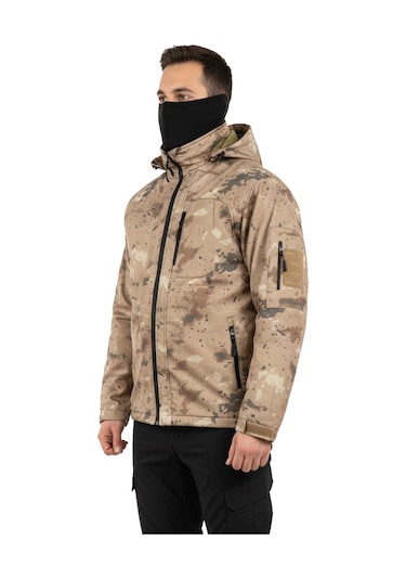Mysia Outdoor Jandarma Kamuflaj Soft Shell Mont Çift Kat Polarlı Çok Renkli