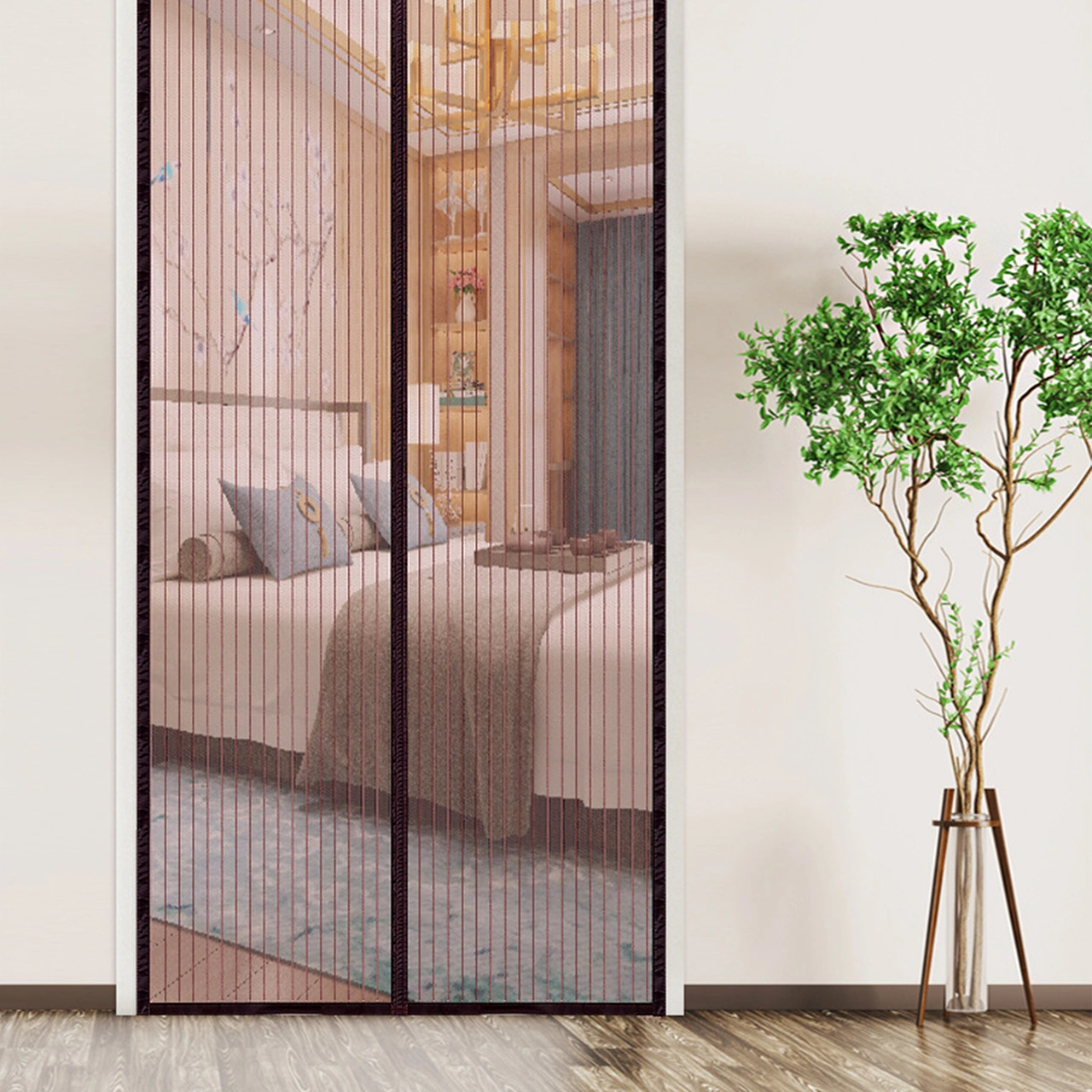 Youmex 80x210 Cm Siyah Magnetik Moskit Örtüsü - Yolluksuz, Perde Tipi, İnce Ağ Desenli, Kolay Kurulum, Ev/ofis Uygun Siyah