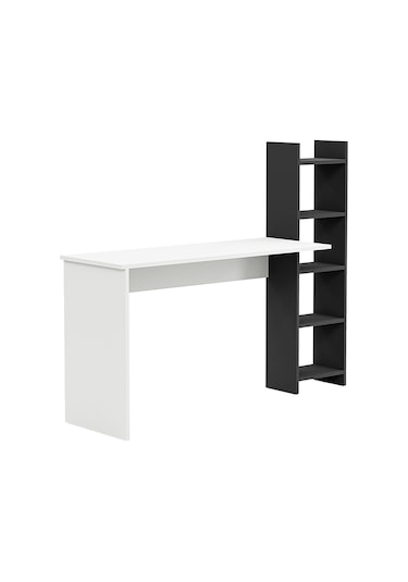 Kitaplıklı Fonksiyonel Çalışma Masası Beyaz- Antrasit Gri Beyaz - Gri