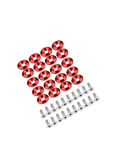 Shineyee 20 Adet Kırmızı Araba Tampon Somunu Vidalı Seti - Cnc Alüminyum Kaliteli, Tüm Araçlara Uyumlu, Kolay Kurulum, Dekoratif Ve Dayanıklı
