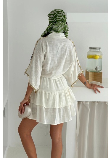 Deniz Kabuğu Aksesuarlı Takım Beyaz Beyaz