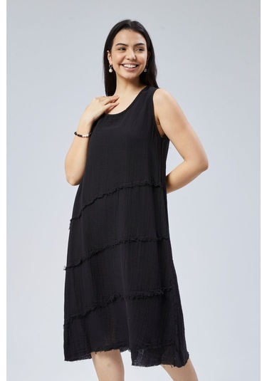 Muslin Elbise Yazın Vazgeçilmesi Siyah
