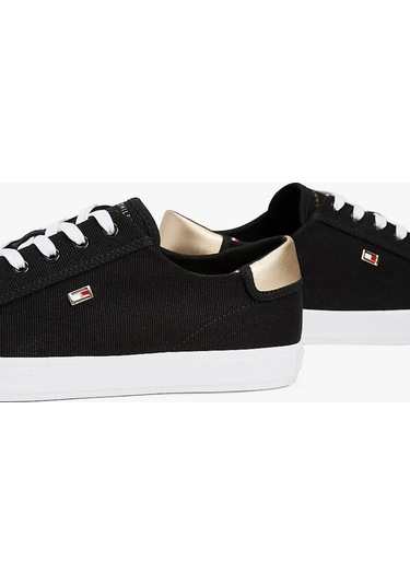 Tommy Hilfiger Kadın Canvas Metalik Siyah Sneaker Çok Renkli