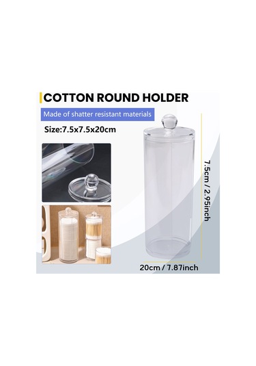 Leasetake Yüz Makyajı Kabı Pamuk Pedleri Yuvarlak Kapaklı Dağıtıcı Şeffaf Akrilik Dağıtıcı Pamuk Şeffaf