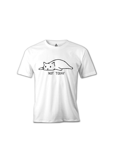 Kedi - Not Today Beyaz Erkek Tshirt 001