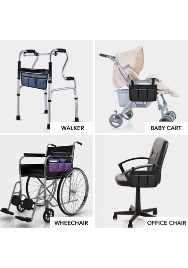 Yuntech01 Tekerlekli Sandalye Yan Çantası, Sağlık Aletleri İçin Askılı Depolama, Polyester Malzeme, Mor Renk Mor