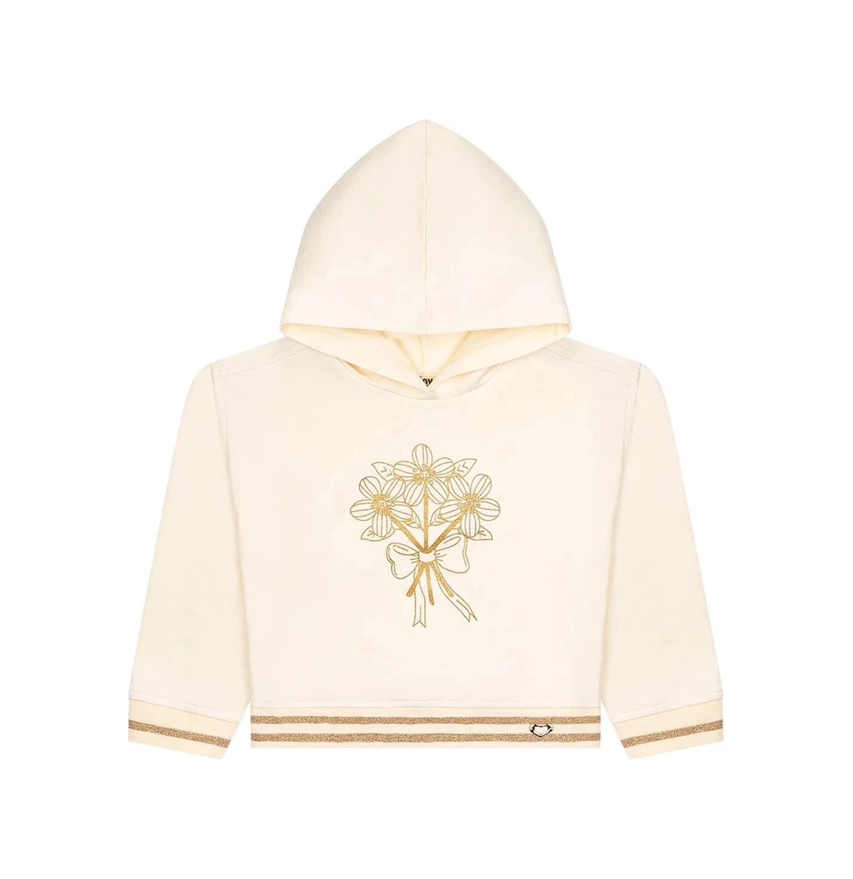 Kız Çocuk Çiçek Sim Baskılı Kapüşonlu Sweatshirt Mnt25k210 Ekru