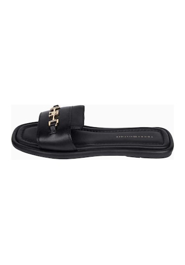 Tommy Hilfiger Leather Horsebıt Mule-7083 Black