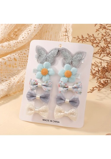 Willowhaven 10 Adet Bohemian Tarzı Çiçekli Fiyonk Saç Aksesuar Seti - Renk 2 Desenli Ve Düz Renk-2