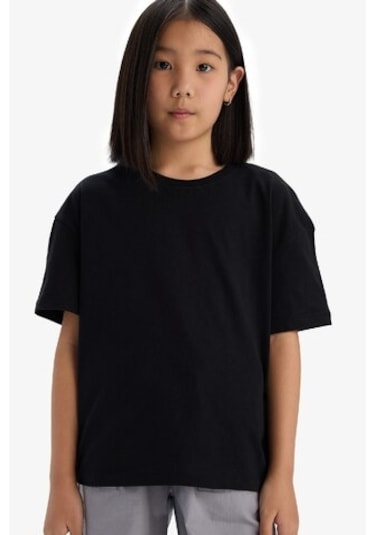 DeFacto Kız Çocuk Relax Fit Bisiklet Yaka Basic Düz Kısa Kollu Tişört D9099A825SMBK81 Siyah DeFacto Kız Çocuk Relax Fit Bisiklet Yaka Basic Düz Kısa Kollu Tişört D9099A825SMBK81 Siyah