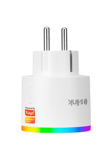 S-Link Swapp SL-03 16A Akım Korumalı Akıllı Priz RGB Işıklı 2.4 G Wifi TUYA Destekli Beyaz