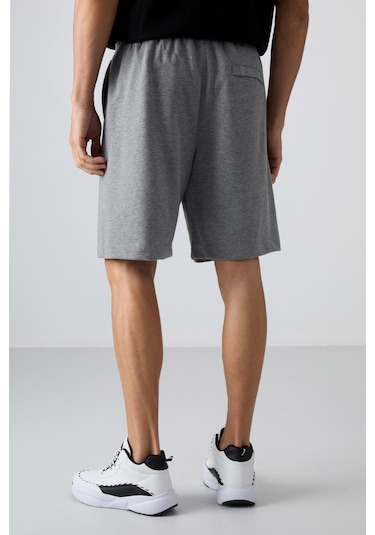 Tommy Life Gri Melanj Pamuklu Kalın Yumuşak Dokulu Comfort Fit Basic Erkek Şort - 81261 GRI MELANJ