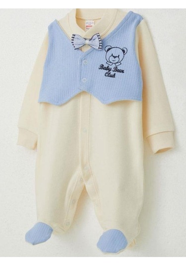 Erkek Bebek Yelekli Papyonlu Patikli Tulum-15309 Bej