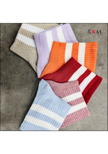 Kral Socks Unisex 6 Çift Soft Renkler Model Pamuklu Terletmez Çorap Seti