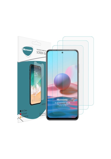 Microsonic Xiaomi Redmi Note 10s Screen Protector Nano Glass Cam Ekran Koruyucu 3'lü Paket