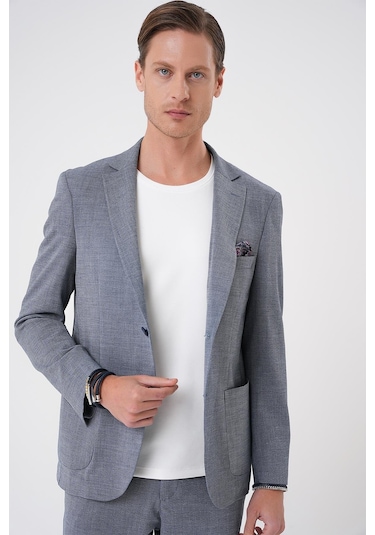 Comfort Fit Torba Cep Gofre Kumaş Casual Koyu Gri Ceket C 679 Gri