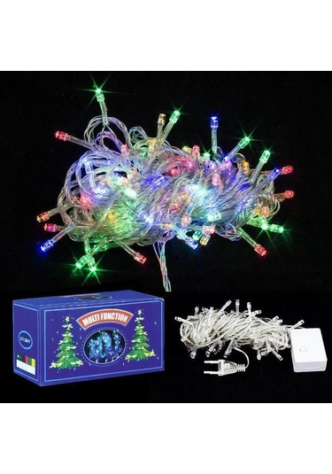 Led Işık Yılbaşı Ağacı Işığı 10metre 220v Fişli 8 Fonksiyonlu Karışık Renkli Rgb Yılbaşı Ağaç Işığı