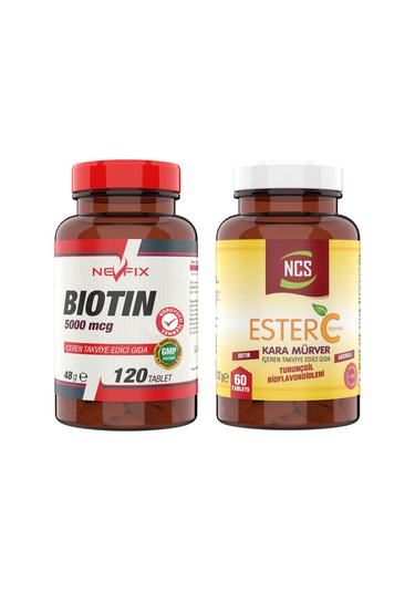 Nevfix Biotin 5000 Mcg 120 Tablet + Ncs Ester C 60 Tablet