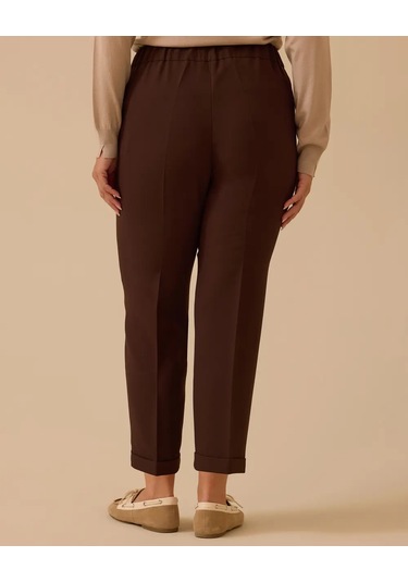 Büyük Beden Duble Paçalı Cepli Pantolon Gala-xi Kahverengi