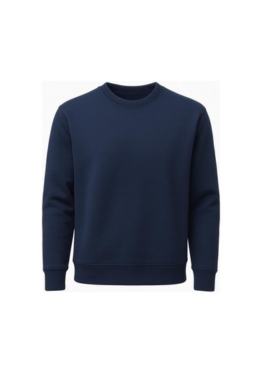 Erkek Oversize Uzun Kol Sıfır Yaka Sweatshırt-7383 Lacivert