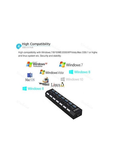 7 Port Usb 3.0 Çoklayıcı Çoğaltıcı Hub Çoklu Cihaz Çoklama Bilgisayar