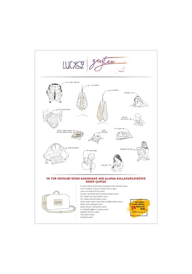 Luckka 29 Parça Müslin Bebek Bakım Çantası - Müslin Set - Ztçanta