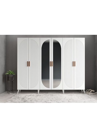 Monet Membran 6 Kapaklı Portmanto Montaj Dahil Beyaz 240 Cm